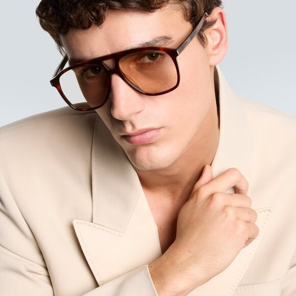 Saint Laurent DUNE Sunglasses – Havana Brown Aviator Frame | Model SL596 003 - Picture 12 of 13